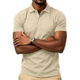 thumbnail image 2 of Mens Polo Shirts Buttons Short Sleeve Basic Business Shirts Breathable Soft Casual Performance Classic Fit Shirts Khaki M, 2 of 6