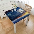 thumbnail image 2 of BANET Decorative Elastic Edged Square Fitted Tablecloth, Polyester Fitted Tablecover for Dining Room Fit Square Table White, 2 of 7