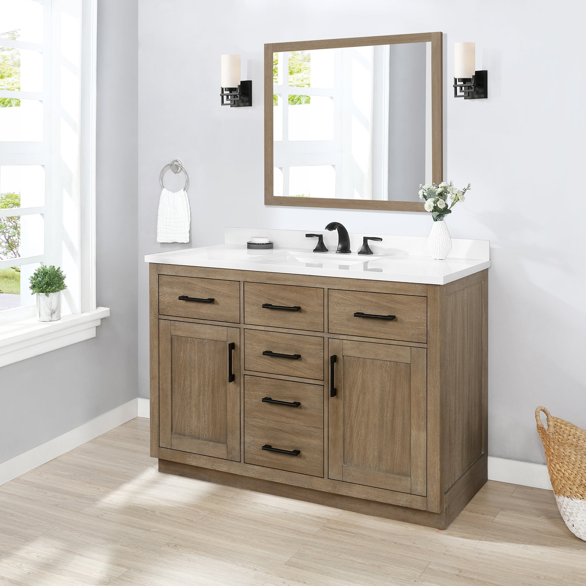 Ove Decors Bailey 48 W x 22" D Freestanding Bathroom Vanity with Sink, Driftwood Oak