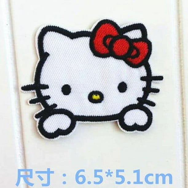 Parche bordado de cabeza grande Kawaii Sanliou Hello Kitty, pegatina de ropa linda, accesorios de insignia Diy, parche bordado de ropa