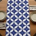 thumbnail image 5 of Table Runners 108 Inches Long Dress Scarves, Retro Rhombus Farmhouse Coffee/Dining/Kitchen Table Runner for Living Room, Morocco Abstract Geometric Art Navy Blue 13x108 Inch, 5 of 9