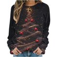 thumbnail image 5 of Women's Christmas Clothing Loose Graphic Sweatshirt Crewneck Long Sleeve Xmas Holiday Festive Tops for Women (2XL, Black), 5 of 6