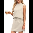 thumbnail image 3 of Conjuntos de Falda de 2 Piezas para Mujer, Conjuntos de Verano para Vacaciones en la Playa, Blusas de Cuello Alto, Falda de Tenis, Conjuntos de Estar por Casa. Beige Oscuro XL, 3 of 9