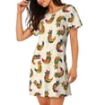 thumbnail image 2 of Rocae Boho Chicken for Nightgowns for Women Sleep Shirts Short Sleeve Nightshirt Pullover Nightdress, 2 of 6
