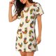 thumbnail image 2 of Balery Boho Chicken Camisón de manga corta con cuello redondo para mujer, cómodo y elegante., 2 of 6