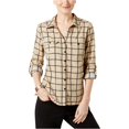 thumbnail image 1 of Camisa con botones utilitarios NY Collection estampados pequeños para mujer beige PXS, 1 of 2