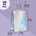 Holographic Gift Bags With Handles - Iridescent Pink PVC Reusable Bags With 2 Tissue Sheets, For Birthdays, Weddings, Parties (8x7x4 Inches)