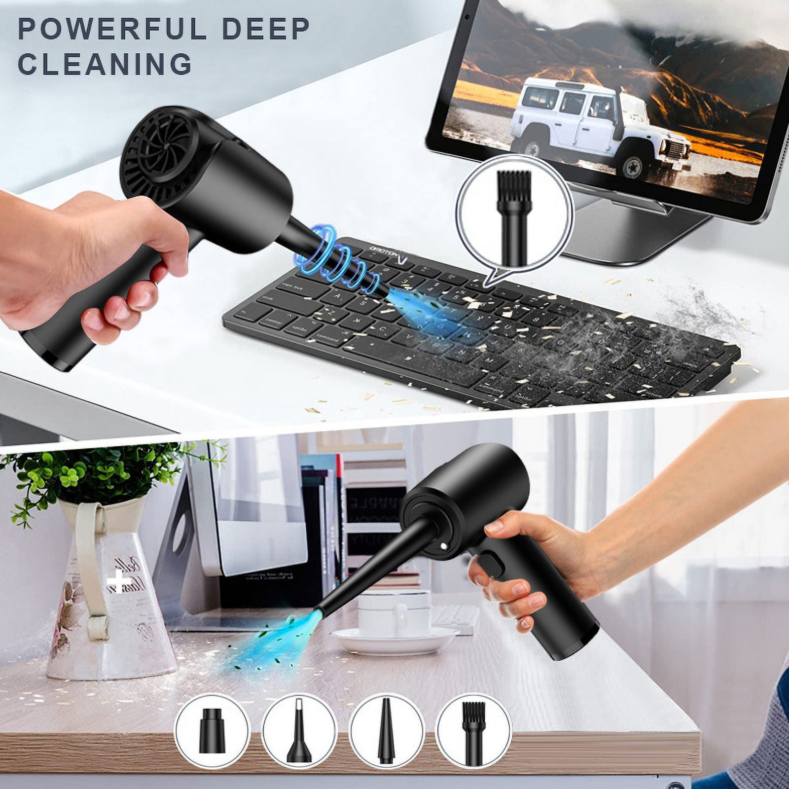 Compressed Air Duster, 2 in 1 Handheld Air Duster & Vacuum Cordless Rechargeable, 51000RPM, 5000-6000PA, 6000mAh, Electric Compressed Air Blower Vacuum Cleaner for Computer Keyboard PC Cleaning