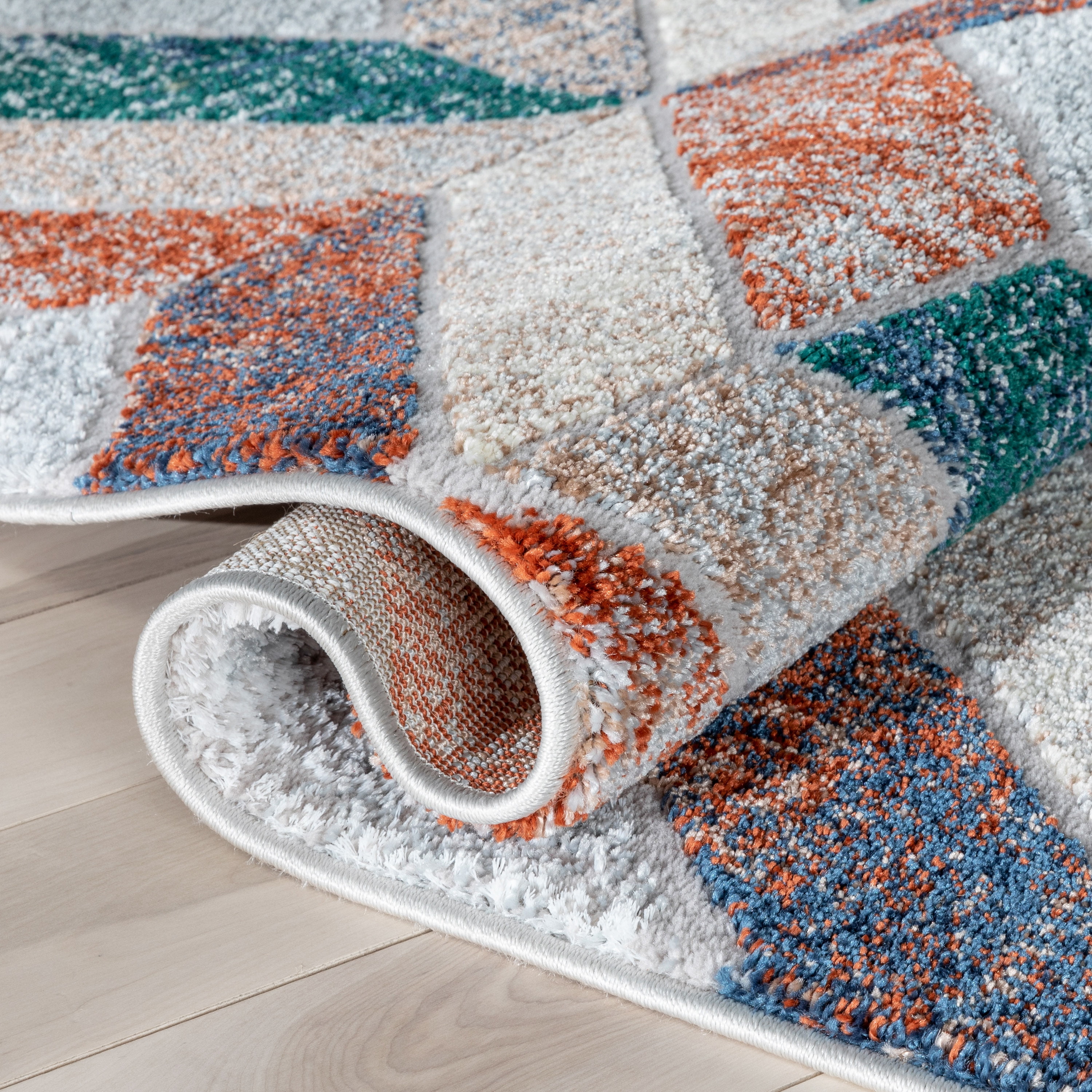 Well Woven Vintage Geometric Area Rug, 7.83' x 9.83', Geometric Pattern In Contemporary Colors, Super Soft-Textured Yarn, Easy To Clean