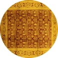 thumbnail image 1 of Ahgly Company Indoor Round Oriental Yellow Traditional Area Rugs, 8' Round, 1 of 4