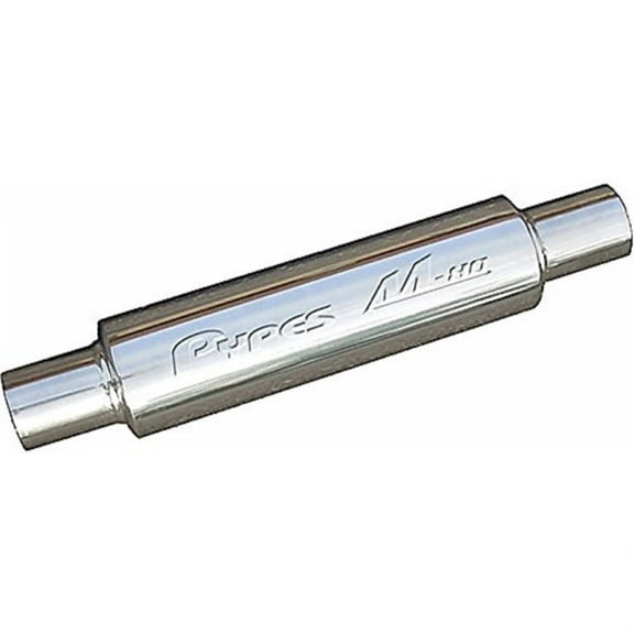 Pypes Performance Exhaust MVR200S M-80 Series Muffler; 2.5 in. Round; 14 in. L; Hardware Not Incl.; Polished 304 Stainless Steel;