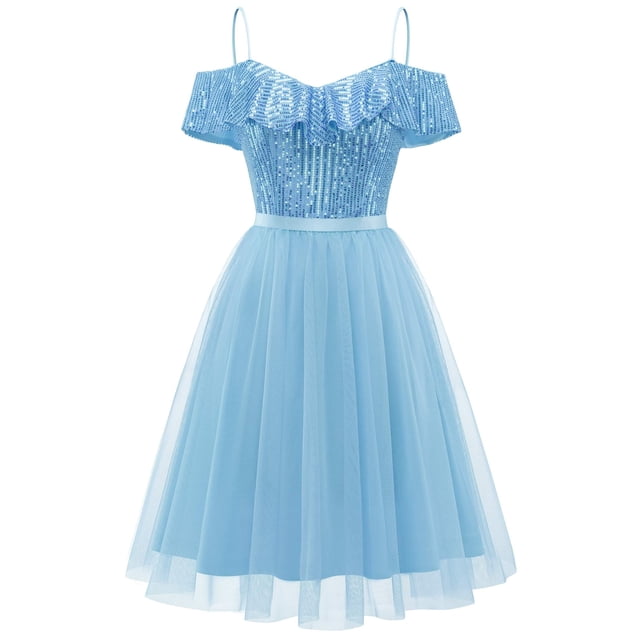 Vestido Wedtrend WTS6002 Pantalón corto azul con lentejuelas para dama de honor