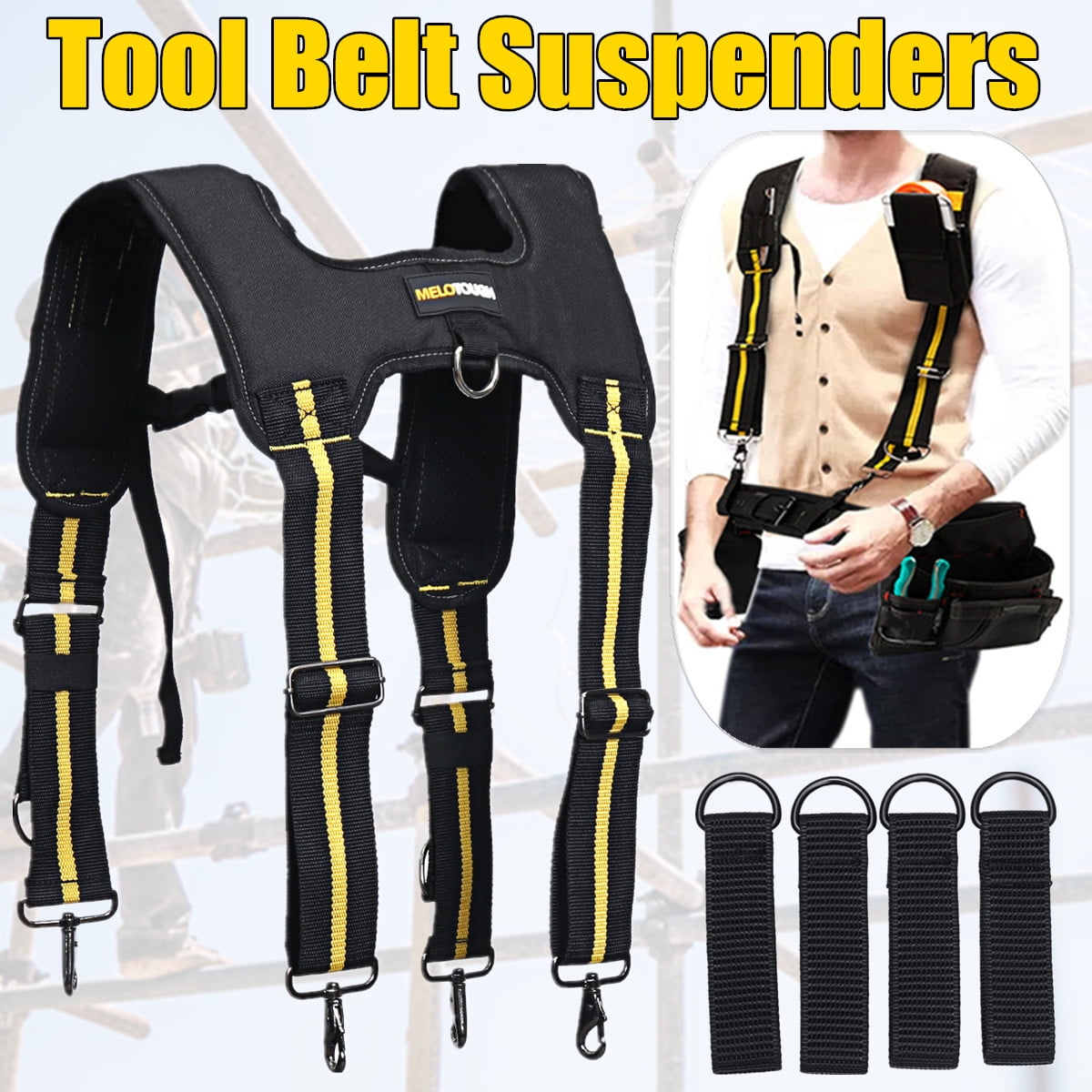 Padded Heavy Duty Work Tool Belt Braces Suspenders For Tool Pouch