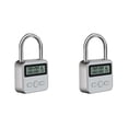 thumbnail image 1 of 2X Metal Timer Lock LCD Display Multi-Function Electronic Time 99 Hours Max Timing USB Rechargeable Timer Padlock,Silver,2 x Time lock,Silver, 1 of 5