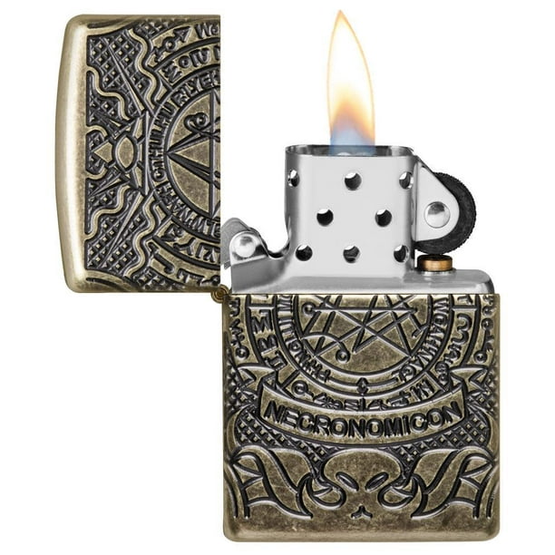 Zippo Armor Antique Brass Book of the Dead Pocket Lighter