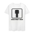 thumbnail image 2 of Men's Retro "Guess What I Need" Graphic Cotton Crew Neck T-Shirt - Short Sleeve, Black with White Text & Icon Design, Casual Casual Attire, 2 of 6