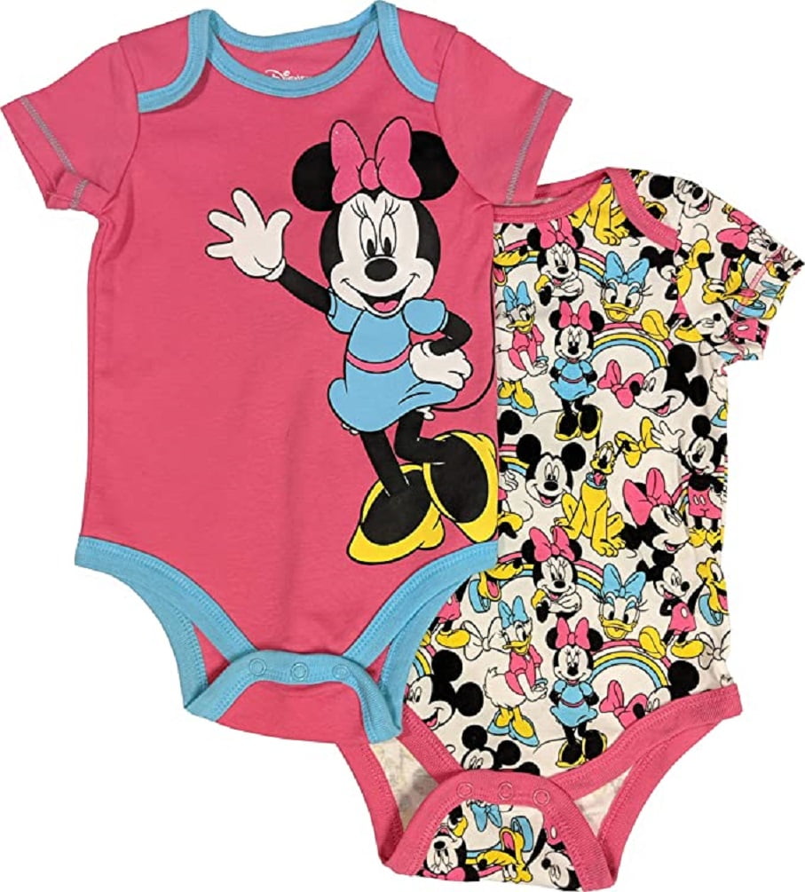 Disney Minnie Mouse Baby Girl Graphic Bodysuit, 2-pack - Walmart.com