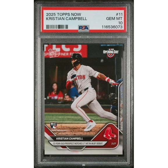Graded 2025 Topps Now Kristian Campbell #11 Rookie RC Baseball Card PSA 10 Gem Mint