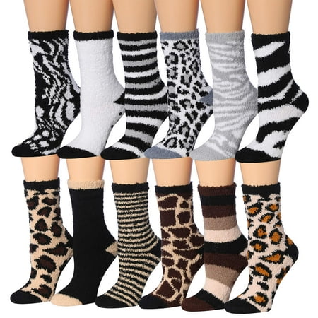 

Tipi Toe Women s 12-Pairs Snowflake Winter Prints Anti-Skid Fuzzy Winter Crew Socks FZ26-27