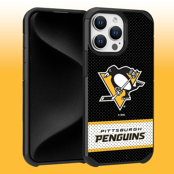 Apple iPhone 15 Pro Max (6.7) - NHL Licensed Pittsburg Penguins Team Logo on Jersey Textured Dual Layer Case