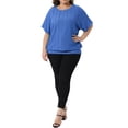 thumbnail image 2 of Agnes Orinda Women's Plus Size St. Patrick's Day Top Eyelet Hollow Double Layered Hem Crew Neck Batwing Sleeve t Shirts Casual Summer Blouses 3X Royal Blue, 2 of 6