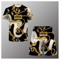 thumbnail image 3 of Traje informal de verano para hombre, camiseta estampada + Pantalones cortos de playa, Camiseta de cuello redondo, 2 piezas, talla asiática, XXS-6XL, 3 of 4