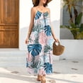 thumbnail image 6 of Women's Tropical Summer Maxi Dress Spaghetti Strap Sleeveless Monstera Leaf Print Loose Fit Flowy Long Dress Casual Beach Vacation Holiday Party Sun Dress, 6 of 9