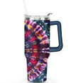 thumbnail image 2 of 40oz Boho Tie Dye Stainless Steel Flip Straw Tumbler Spill Proof Travel Cup Double Wall Vacuum Insulated Coffee Mug with Top Handle, 2 of 6