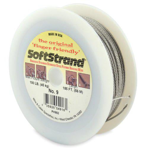 185 ft Picture Wire Size 9 Wire & Cable Specialties Softstrand Uncoated Stranded Stainless Steel Wrapping 56.4 m