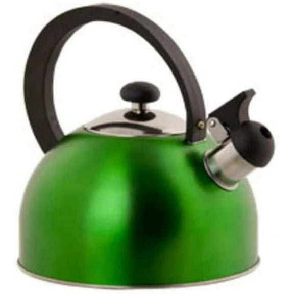 Tea Kettle Whistling Lid Opening, Stainless Steel Matte 2.5L - Green