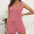 thumbnail image 2 of UAMVSH Womens Pajama Sets 2 Piece Sleeveless Summer Pjs Comfy V Neck Tank Top and Drawstring Shorts Sleepwear Set, 2 of 7