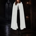thumbnail image 5 of Virmaxy Halloween Costume Women's Velvet Costume Cape Stand Collar Lace Overlay Tie Front Cloak for Halloween Vampire Gothic Cosplay Dress Up White, 5 of 8