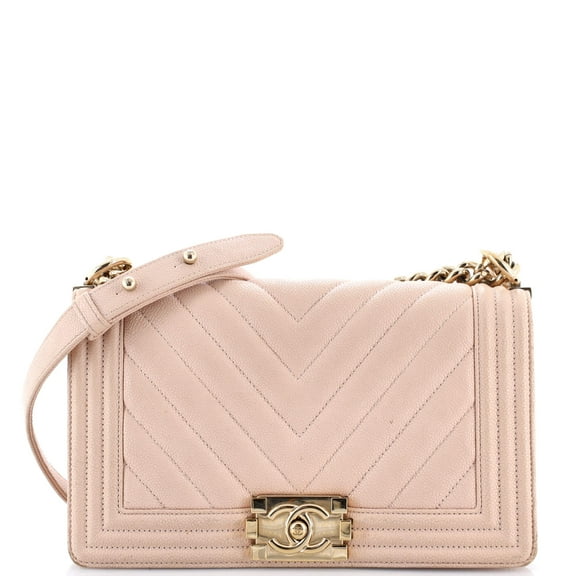 Pre-Owned Boy Flap Bag Chevron Caviar Old Medium By Rebag