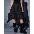 thumbnail image 6 of Women'S Renaissance Flowy Fairy Skirt Y2k Contrast Lace Layered Asymmetrical Midi Skirts Black L, 6 of 9