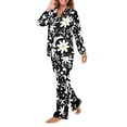 thumbnail image 5 of DISNIMO Daisy Printed Pajama for Women Set 2 Piece Pjs Lounge Set with Pockets Long Sleeve Button Down Sleepwear with Long Pants Casual Loose Loungewear Nightwear, 2XL, 5 of 7