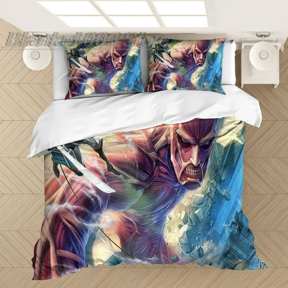 Printed Bedding Set Duvet Covers Anime Attack on Titan Pillowcases Comforter Bedding Set Bedclothes Bed Linen (NO sheet) 3-Piece Bedding Set (1 Duvet Cover + 2 Pillow Shams) Bed Sheets