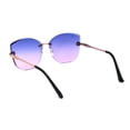 thumbnail image 4 of Womens Rhinestone Jewel Hinge Rimless Oversize Cat Eye Butterfly Sunglasses Gold Blue Pink, 4 of 4