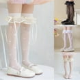 thumbnail image 5 of Dress Socks for Spring Antimosquito Knee High Socks for Kids Breathable Lace Trim Ribbon Bows Socks for Girl, 5 of 21