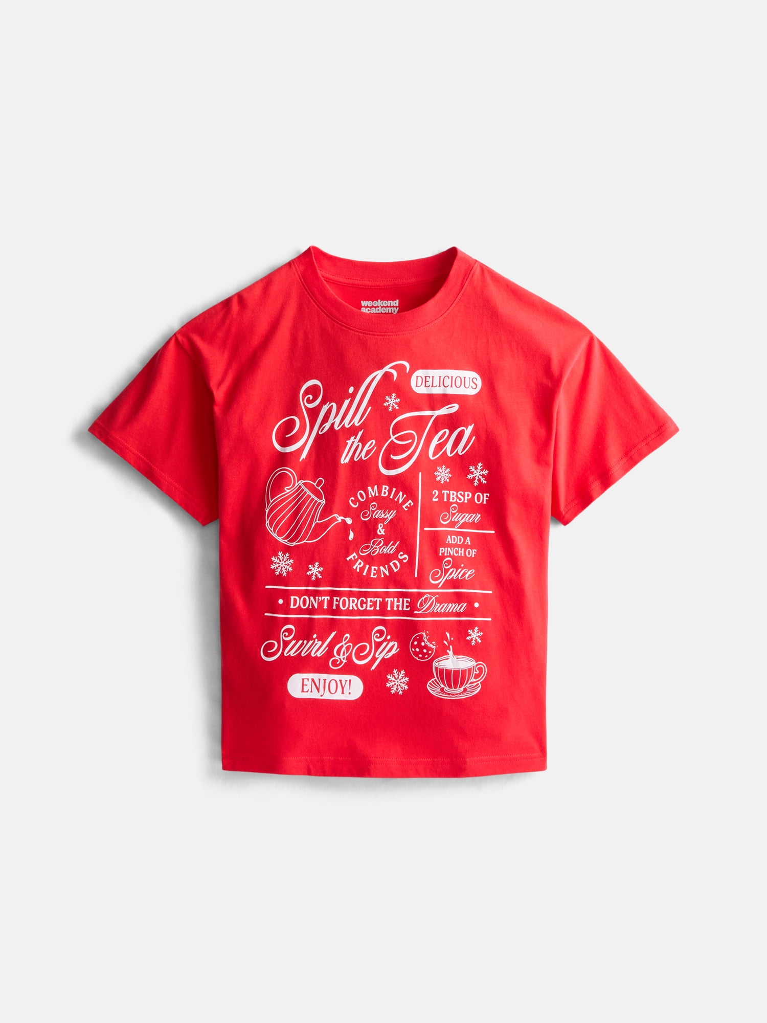 Weekend Academy Girls Oversized Graphic Cotton Tee with Short Sleeves, Sizes 4-18