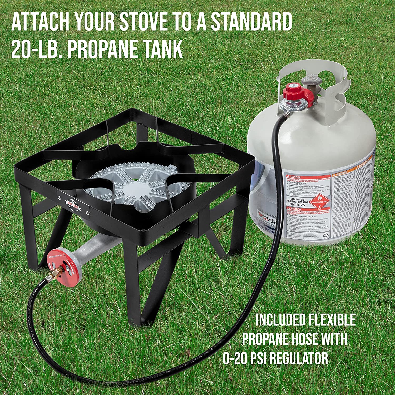 Hike Crew Cast Iron Gas Stove 1 Burner Portable for Camping & Outdoor Cooking