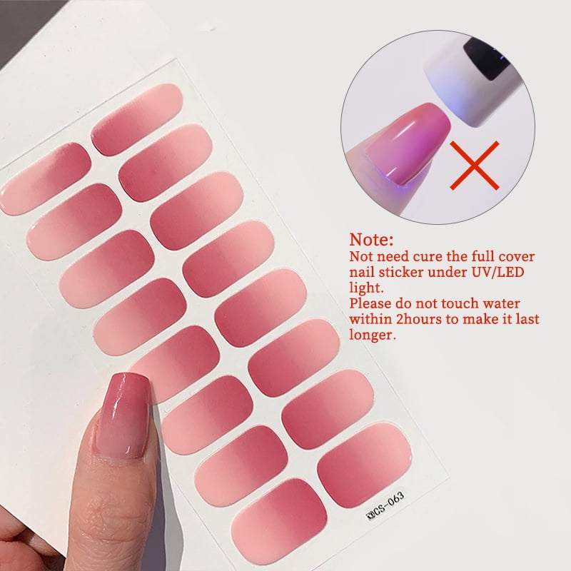 Gradient Color Nail Stickers Baking Free Salon Finished Nail Patch Full Cover Adhesive Nail Wraps DIY Nail Art Manicures Decors