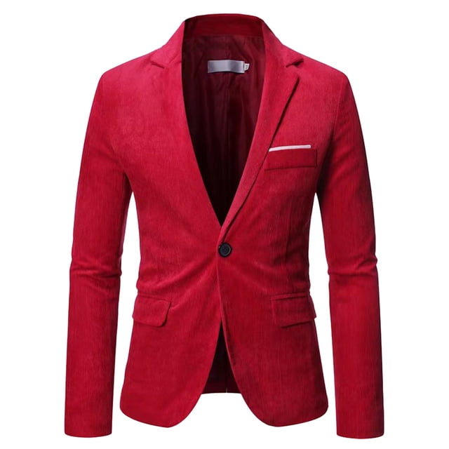 BOBOGOJP Mens Suit Jacket Business Slim Fit One Button Formal Blazer (Red,3XL)
