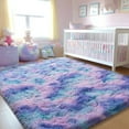 thumbnail image 3 of ZENELESS Indoor Fluffy Rug,5x7 Tie-Dye Blue Rainbow Fuzzy Non-Slip Carpets for Living Room Bedroom Home Decor, 3 of 7