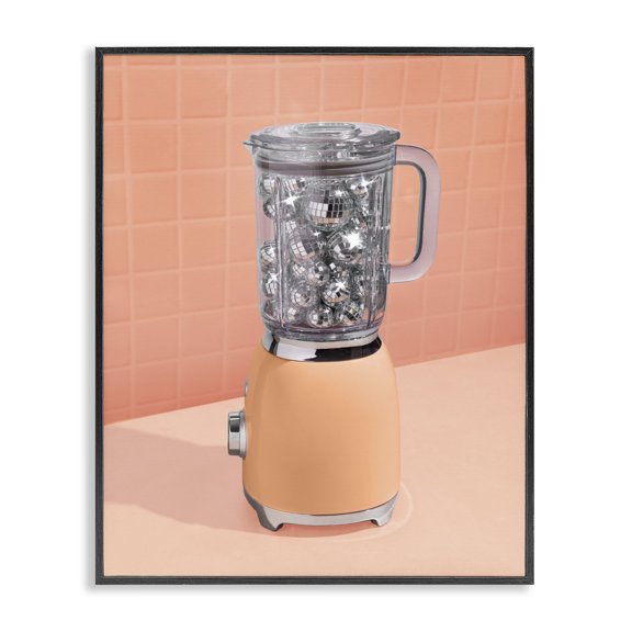 Stupell Industries Contemporary Disco Drink Blender over Orange Black Framed Giclee Art, 11 x 14, by LISH Creative