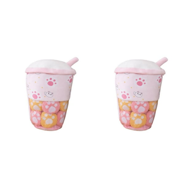 Advancent Cojín realista para abrazar el té, taza de peluche suave, muñeca de juguete, taza de té de burbujas para regalo de Navidad, 30*40 cm/0.41 kg, garras de gato 2piezas