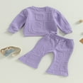 thumbnail image 2 of Baby Boys 2PCS Pants Sets Long Sleeve Round Neck Sweatshirt Tops Solid Color Pants Sets, 2 of 7