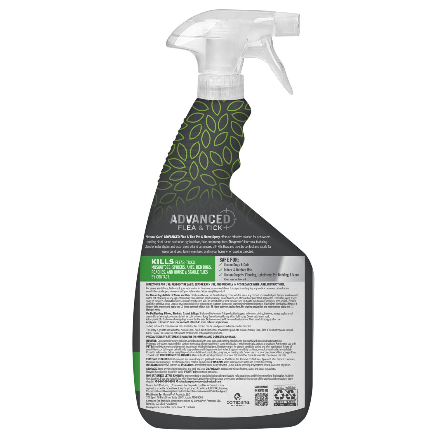 (3 pack) Natural Care Advanced Flea And Tick Home Spray For Pets, 32 fl oz