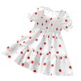 thumbnail image 4 of PENGXIANG Enfants Filles Manches Courtes Polka Dot Robe Élégante pour les Enfants Filles Rouge 5-6 Ans, 4 of 6