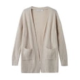 thumbnail image 3 of Women's Long Sleeve Cardigan Open Front Knit Sweaters Solid Soft Casual Loose Outerwear Coats with Pockets, 3 of 9