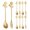 Gold, variant on (10 Pieces) 5.2 Inches Stainless Steel Spoon Smiley Face Sunflower Coffee Stirring Spoon Fruit Fork Leaf Spoon Fruit Pick (Silver)